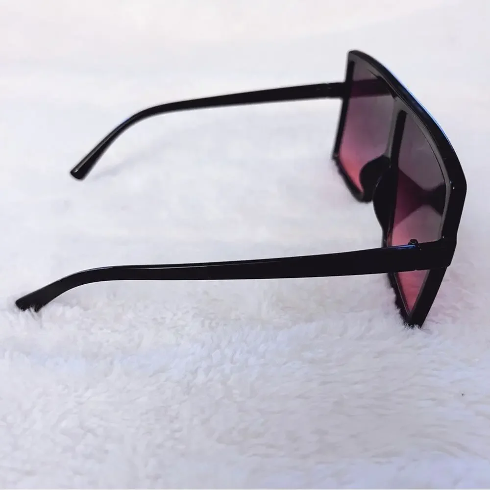 Ivonne Black & Pink Oversized Square Sunglasses - Picture 6 of 11